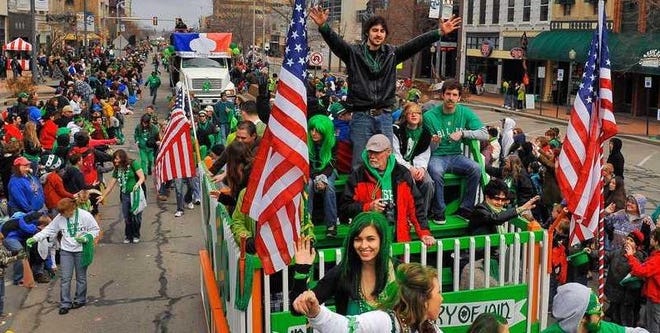 The St. Patrick's Day Parade will begin at noon Saturday, March 16, in downtown Topeka. [March 2013 file photo/The Capital-Journal]