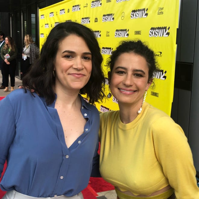 Abbi Jacobson (left) and Ilana GLazer arrive at the Zach Theatre for the screening of the final three episodes of "Broad City" during South by Southwest. [Matthew Odam AMERICAN-STATESMAN]
