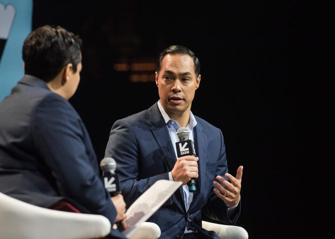 Julian Castro speaks with HuffPost editor-in-chief Lydia Polgreen at Austin City Limits Live at the Moody Theater during South by Southwest on Sunday [ERIKA RICH FOR STATESMAN]