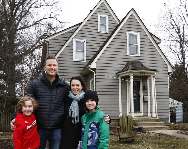 The Brown family — Henry, Scott, Emily and Augie — recently learned that their Bexley home is a Sears house. [Fred Squillante/Dispatch]