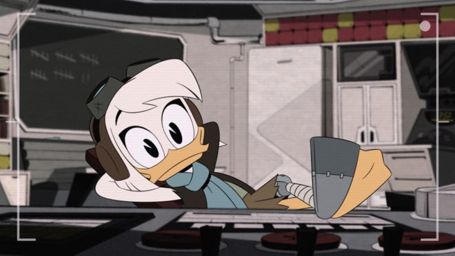 This photo provided by Disney shows a scene from "What Ever Happened to Della Duck?!" in an episode of the animated series "DuckTales" that airs Saturday, March 9, 2019, on Disney Channel. (Disney Channel via AP)