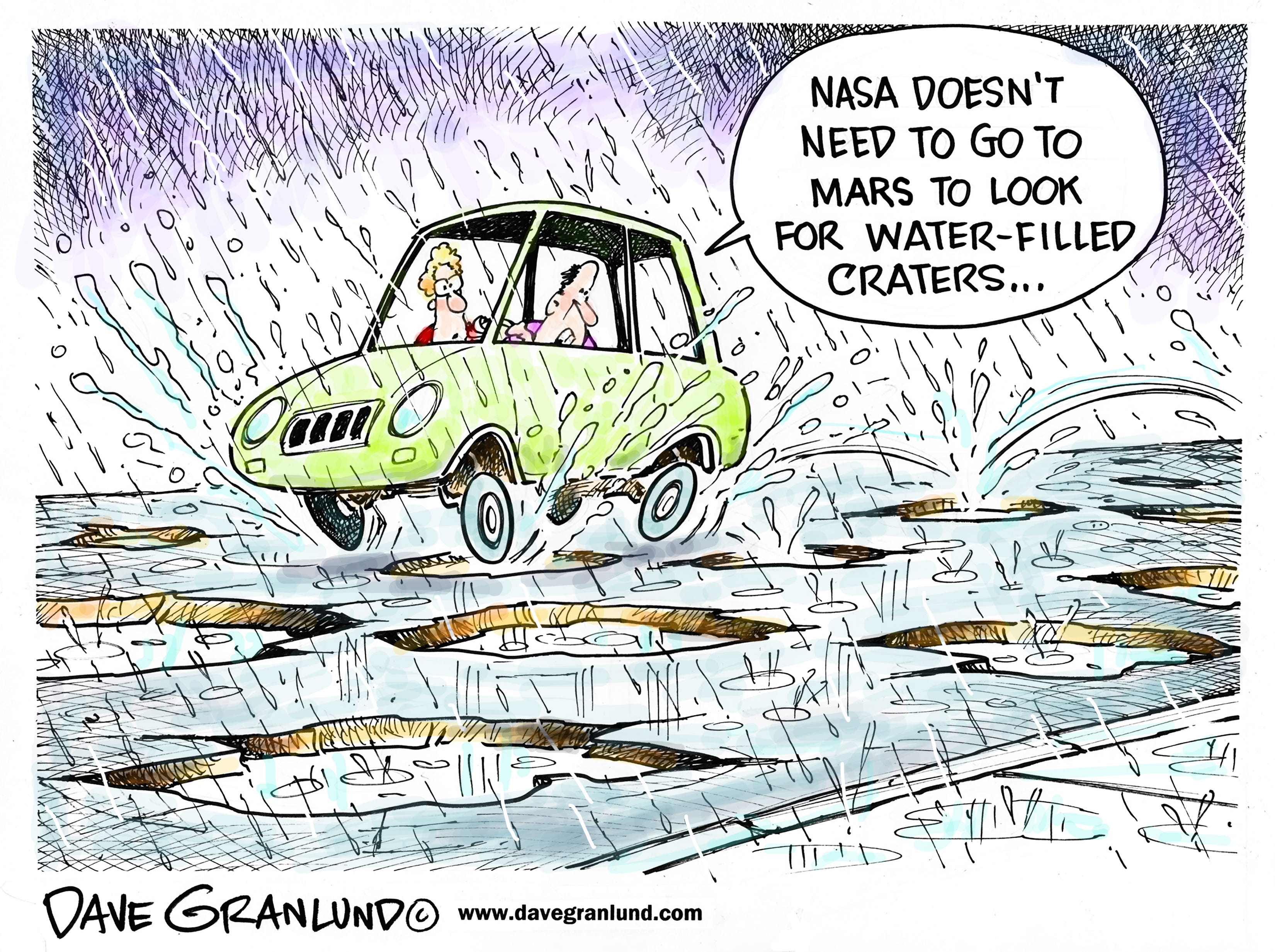 Granlund cartoon: Water-filled craters
