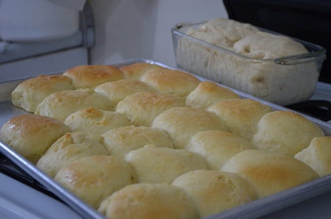 Lovina's recipe for yeast raised rolls is completed in one hour. [Courtesy/Ruth Boss]