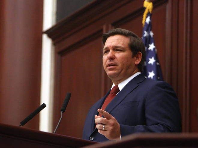 Governor Ron DeSantis addresses a joint session of the Florida Legislature on Tuesday, March 5, 2019, the first day of the sixty day session in Tallahassee, Fla. (Scott Keeler/Tampa Bay Times/TNS)