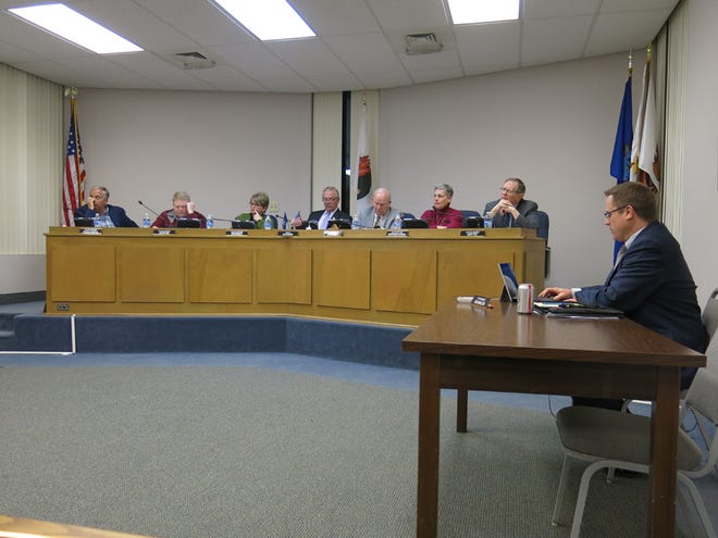 The Tecumseh City Council is pictured during a previous meeting.
