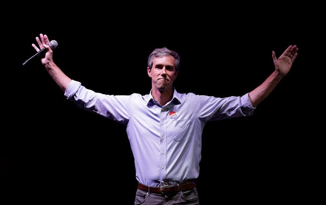 In this Nov. 6, 2018, file photo, Rep. Beto O'Rourke, D-Texas, the 2018 Democratic Candidate for U.S. Senate in Texas, makes his concession speech at his election night party in El Paso, Texas. O'Rourke formally announced Thursday that he'll seek the 2020 Democratic presidential nomination, ending months of intense speculation over whether he'd try to translate his newfound political celebrity into a White House bid. (AP Photo/Eric Gay, File)