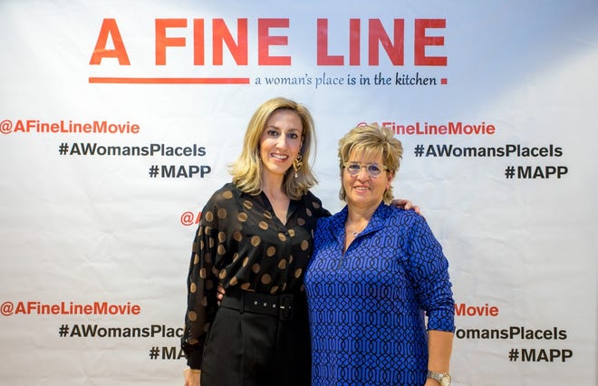 Director Joanna James (left) poses with her mother, restaurateur Valerie James, during a screening of the film, "A Fine Line," which will come to Nicholls State University on March 26. [Submitted]