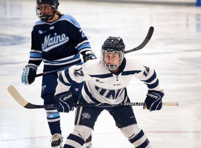 Rochester's Taylor Wenczkowski had a breakout season for the UNH women's hockey team, earning Hockey East All-Conference Third Team honors. [Vincent Dejana photo]
