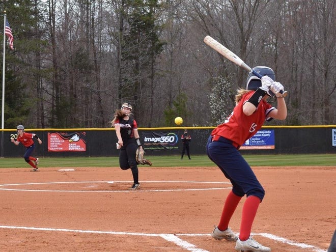 Kali Weaver pitches to a Providence Day batter during Gaston Christian Middle School's 9-4 win on Saturday. Weaver had 13 strikeouts for the Eagles. [Special to The Gazette]