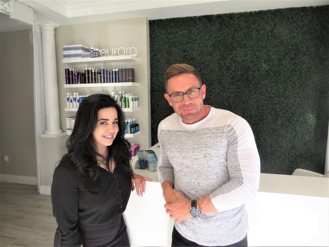 Rebecca Ruiz is director of operations and Stephen Kaiser is owner of Olivia Stephens. Olivia Stephens has a staff of nine that offers hair styling, facials, skin treatments and manicures.

[John Nelander/palmbeachdailynews.com]