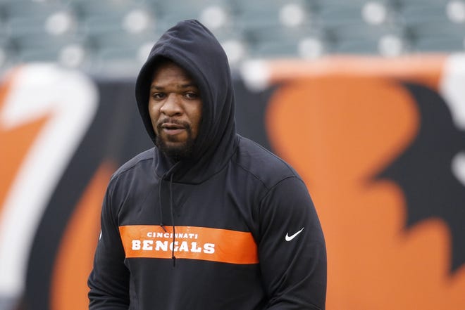 In this Dec. 16 photo, Bengals outside linebacker Vontaze Burfict walks the field during practice a game against the Oakland Raiders in Cincinnati. The Bengals terminated the contract of Burfict on Monday, releasing him to free agency. [AP FIle Photo]