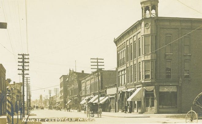 At right, the impressive H.J.A. Todd block, located at the southwest corner of Main and Backus Streets, 1910.