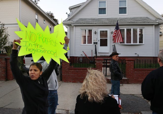 Thursday October 18, 2018

Providence, RI

[The Providence Journal/Bob Breidenbach]

A community uproar surrounding convicted child rapist Richard Gardner who has moved into a home at 207 New York Ave. in Providence, causing concerns with neighbors and citizens living in the area.

Photo shows Erlinda Pichardo, a neighbor from across the street, as she protests in front of 207 New York Ave. where Richard Gardner is now living.

The Providence Journal/Bob Breidenbach]