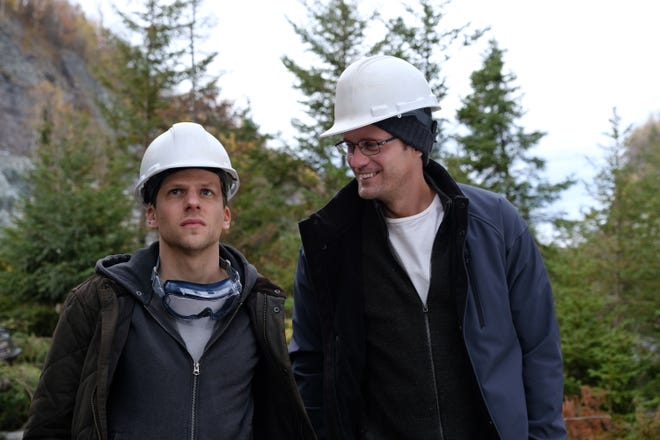 Cousins Vincent (Jesse Eisenberg) and Anton (Alexander Skarsgard) survey the land they hope will make them rich. [The Orchard]