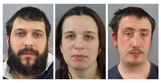 Joshua Rapoza, Shelby Ennis and Jesse Greene were arrested on drug charges March 19 in Westport.