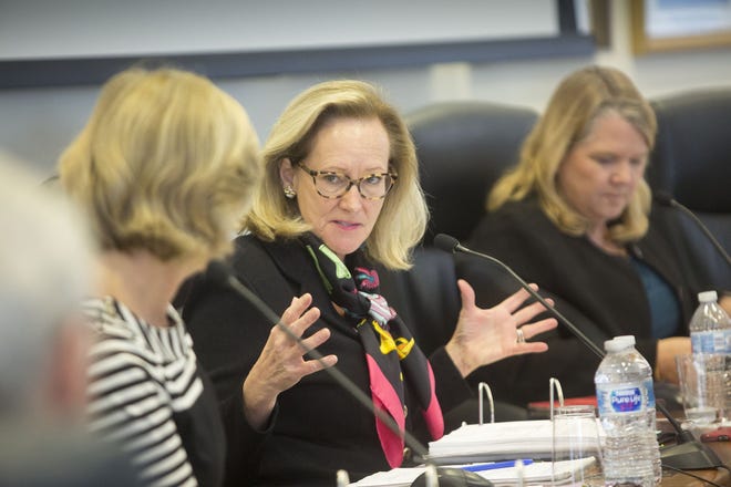 Council member Margaret Zeidman discusses the scope of a compensation study for town employees at a meeting earlier this season. [Damon Higgins/Daily News file photo]
