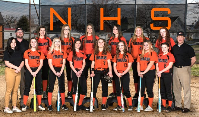 Newcomerstown High's 2019 softball team. Front row, l to r, assistant coach Riley Kellish, Sierra McMullen, Karley Ingle, Arianna Stull, Maddie Fish, Deserae Harbold, Riley Eckelberry, Melanie Gibson and head coach Lee Fish; back row, assistant coach Jon Kellish, Cassandra Fries, Leah Kellish, Brianna Robinson, Carra Arnoldd, Haylee Gardner and Kimberly Gibson.