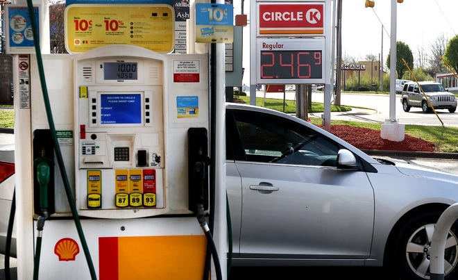 Gas prices are rising across the area. Regular unleaded was at $2.46 per gallon at the Circle K station on Cox Road in Gastonia on Thursday. [JOHN CLARK/THE GASTON GAZETTE]