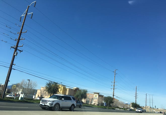 Some traffic lanes on Bear Valley Road will be closed beginning Monday as Southern California Edison replaces utility poles. [Rene De La Cruz, Daily Press]