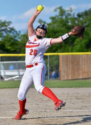 Shawnee Heights senior pitcher Paige Petefish has helped lead the T-Birds to back-to-back Class 5A state softball championships. [2017 file photograph/The Capital-Journal]