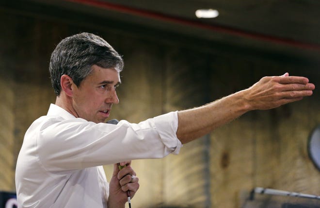 Former Texas congressman Beto O'Rourke answers a question during a campaign stop at a brewery in Conway, N.H., on Wednesday. O'Rourke announced last week that he'll seek the 2020 Democratic presidential nomination. [Charles Krupa/The Associated Press]