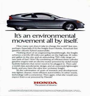 The 2000 Honda Insight was the very first hybrid electric and internal combustion engine vehicle to hit the shores in the U.S. back in December 1999. It introduced a new wave of car building technology that to this day offers solid advancements in hybrid technology. [Honda]