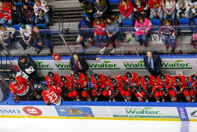 With nine games remaining in the regular season, the Rockford IceHogs have slipped back into a tie for the fourth and final AHL Central Division playoff spot, but they lose out on the tiebreaker. [PHOTO BY ROCKFORD ICEHOGS]