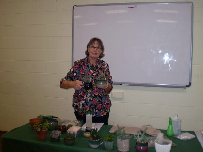 New Bern Garden Club member Barb Odgers presents a program on Growing Succulents at the March Fairfield Harbour Garden Club meeting. [CONTRIBUTED PHOTO]