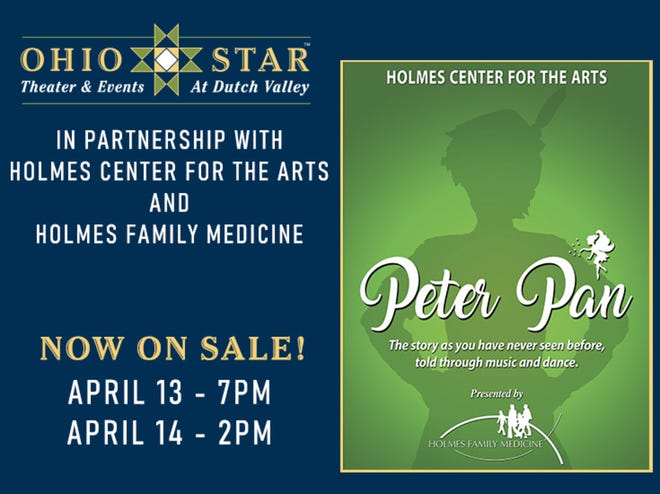 The local community brings to the Ohio Star Theater stage, “Peter Pan,” presented in partnership with Holmes Center for the Arts and Holmes Family Medicine. The story will be told through music and dance. It will be performed Saturday, April 13, at 7 p.m. and Sunday April 14, at 2 p.m. Tickets are available now through the Ohio Theater at 855-344-7547 ohiostartheater.com or ost@ohiostartheater.com