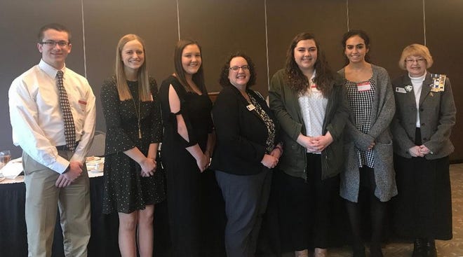 The Springfield chapter of the National Society of Daughters of the American Revolution presented its yearly Good Citizens Awards and scholarship at its February meeting at the Illini Country Club in Springfield. Pictured, from left: award winners Kallen Watson, Leah Kluemke, Peyton Marinelli, chapter regent Betsy Weidner, award and scholarship winner Caitlin Hecker, award winner Abigail Milhiser and Good Citizens Committee Chairman Susan Meister.