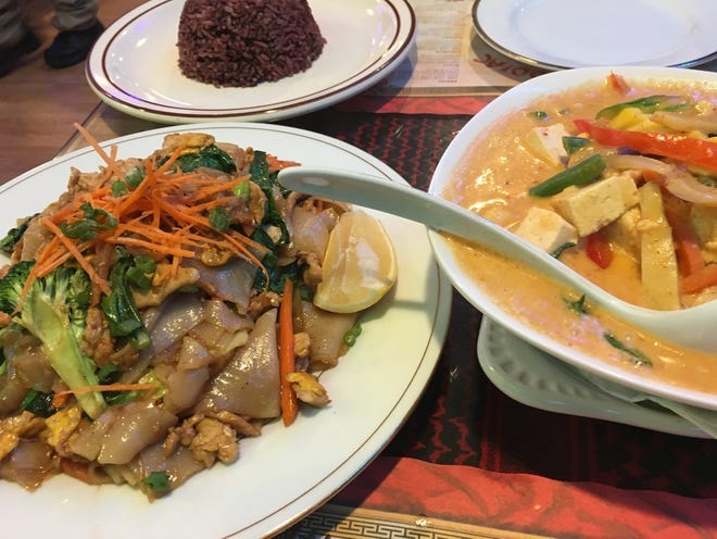 Pad Se-Ew, a popular noodle street dish in Thailand, was rich and delicious without extra oil at Tuk Tuk in Monument Beach. [GWENN FRISS/CAPE COD TIMES]