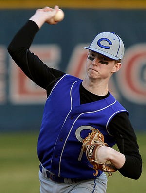 Cherryville's Brent Walls throws a pitch to the plate during their 2-1 win over Lincoln Charter Tuesday evening. [JOHN CLARK/THE GASTON GAZETTE]