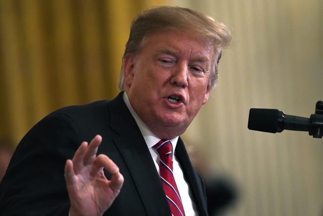 President Trump speaks at the 2019 Prison Reform Summit and First Step Act Celebration at the White House on Monday. (AP Photo/Susan Walsh)