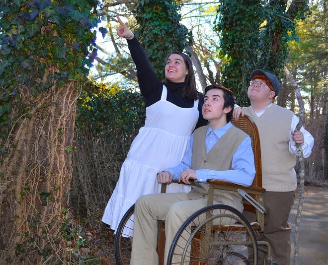 Jayden Lima, Aydan Sullo, and Quinn Mulvey discover "The Secret Garden." New Bedford High School Drama Club’s musical adaptation of the classic children’s book is being performed April 5, 6 and 7, at Pulaski School Auditorium. [Submitted photo]