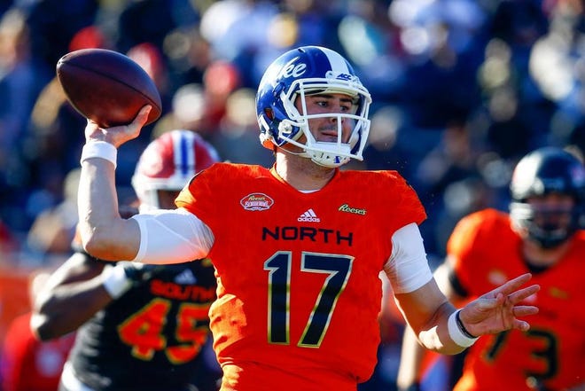 Duke quarterback Daniel Jones threw for a touchdown and ran for another in the third quarter to lead the North to a 34-24 victory in the Senior Bowl. [File Photo/The Associated Press]