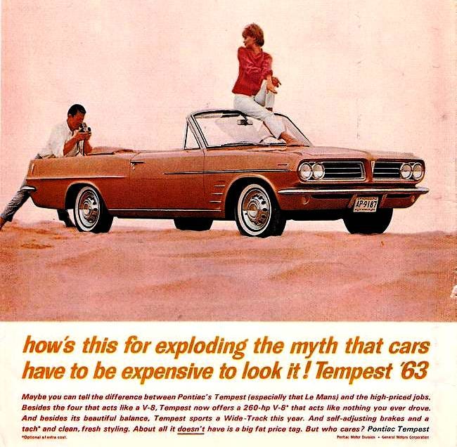 The Lemans option first appeared in the new compact 1961 to 1963 Pontiac Tempest before becoming a midsize in 1964 and sharing assembly time with the all-new GTO. [GM]
