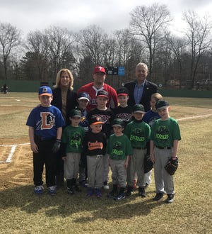 State Representatives Carole Fiola and Paul Schmid joined Freetown-Lakeville Athletic Assoication on Opening Day.