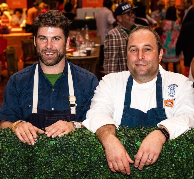 Chefs Clay Conley and Zach Bell helped organize the 2019 Taste of the Nation charity event at the Kravis Center to benefit the national No Kid Hungry campaign. [Photo by LibbyVision.com]