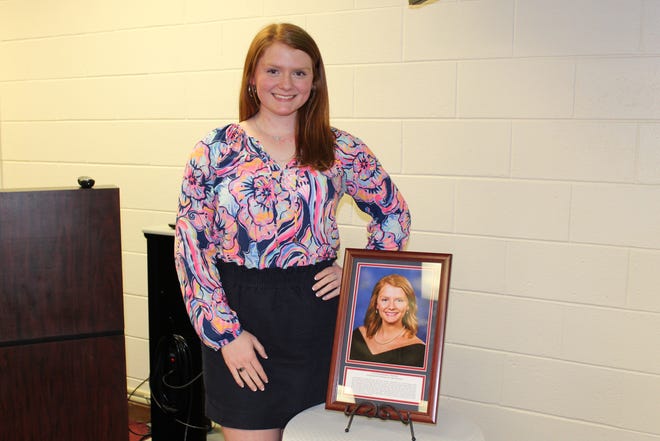 Colonial Heights High School student Taylor Jenkins is awarded Senior of the Month for the month of March. [Contributed Photo]
