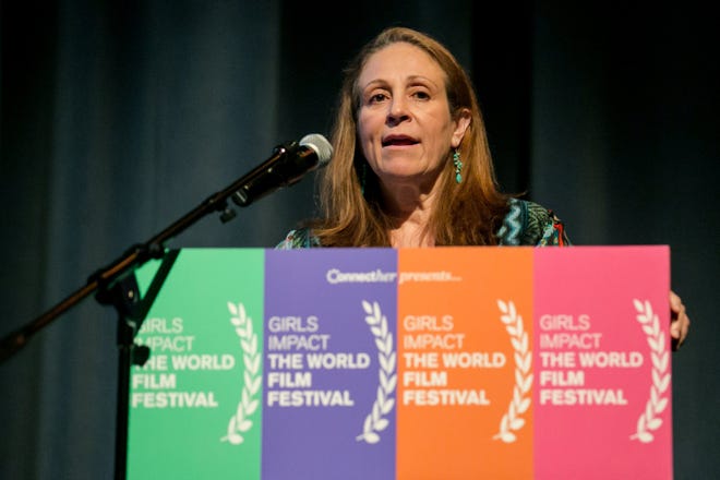 Elizabeth Avellan speaks at a previous Girls Impact the World Film Festival, which is produced by Connecther. The festival spotlights short films made by students from around the world. [Contributed by Jennifer Ramos]