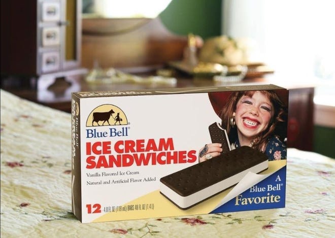 Ice cream sandwiches from Blue Bell are returning to stores across the country. [BLUE BELL]