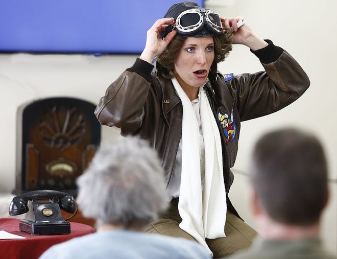Newsmaker Judith Kalaora who performs historic vignettes of influential women on Tuesday, March 26, 2019 Greg Derr/The Patriot Ledger