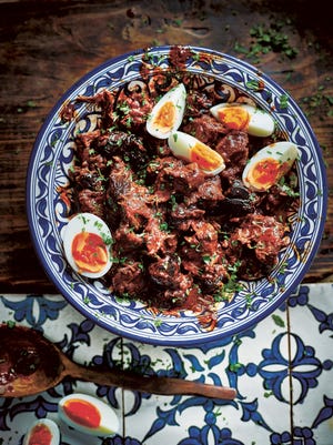 Hard-boiled eggs are part of this beef tagine dish from "Orange Blossoms and Honey." [Contributed by Martin Poole]