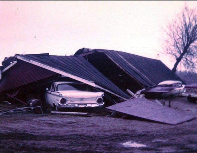 A damaged home near Marne after the April 1965 tornado. [Sentinel file]