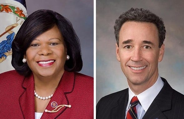Sen. Rosalyn R. Dance, left, says she never received a letter the general manager of Goochland radio station WJFN-FM offering her a two-hour program similar to one hosted by her Democratic primary opponent, Joseph D. Morrissey. Regardless, she added, she would not do it. (File Photos)