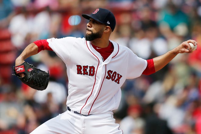 Boston Red Sox's David Price pitches during the first inning of a baseball game against the Baltimore Orioles in Boston, Sunday, April 14, 2019. (AP Photo/Michael Dwyer)