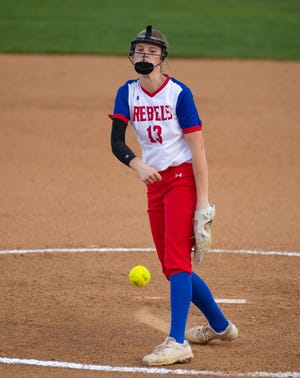 Kathryn Noble pitched Hays to a 7-2 victory over Westlake on Friday to keep the Rebels atop the District 25-6A standings. [John Gutierrez/for Statesman]