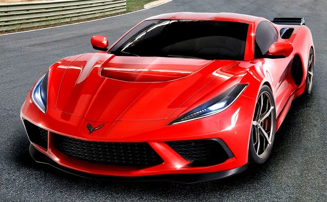 This rendering from Corvetteforum.com of what the new 2020 C8 Corvette mid-engine Stingray will look like is one of hundreds of renderings available to view from hopeful Corvette enthusiasts. We’ll all have to wait until July 18 to find out what the real 2020 Corvette will look like, but this rendering is hopefully close to the real deal. [CorvetteForum.com]