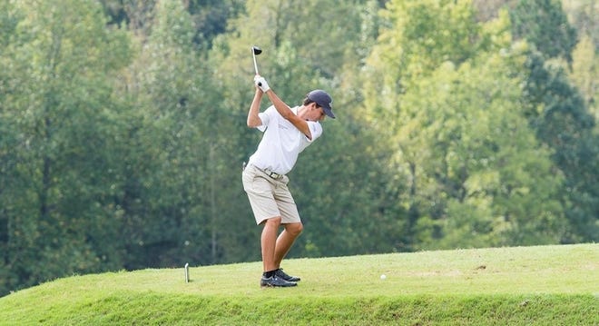 Former Eustis golfer Justin Rickerson takes a swing earlier this month during the Camp Lejeune Intercollegiate Golf Championship in Camp Lejeune, North Carolina. A freshman at Oglethorpe University near Atlanta, Rickerson was named the Southern Athletic Association Men's Golfer of the Week after finishing tied for fifth in the tournament. [COURTESY / OGLETHORPE UNIVERSITY]
