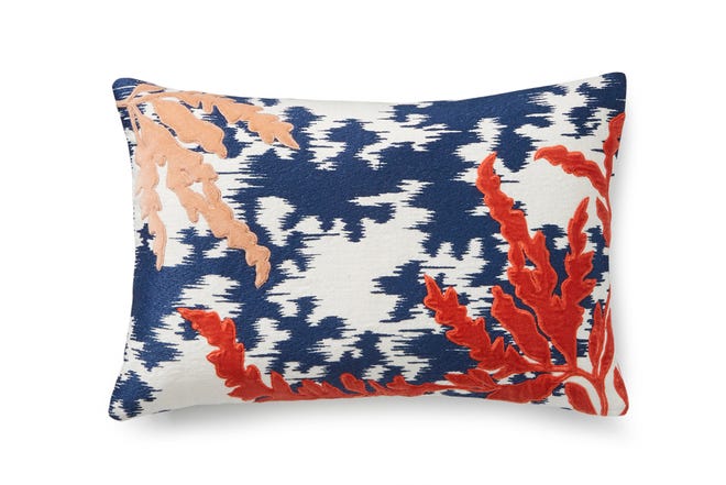 Ashton coral lumbar pillow cover, $129, Williams Sonoma Home